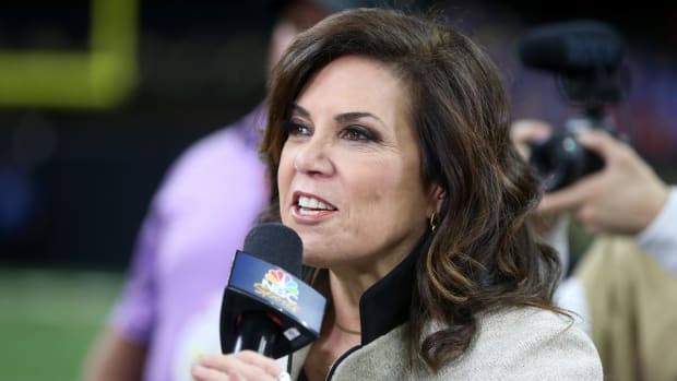 Michele Tafoya on the sideline for NBC Sports.
